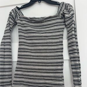 Comfy stretch off shoulder Hollister black, gray & white stripes size small